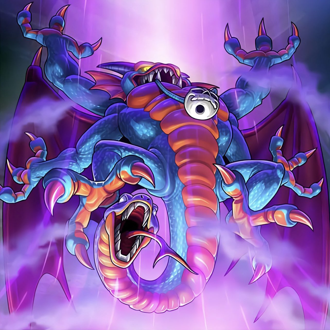 1boy, artist_request, bat_wings, blue_scales, claws, colored_sclera, dragon_quest, dragon_quest_ii