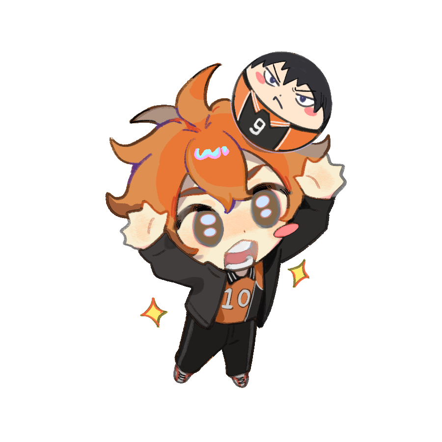 1boy, ahoge, arms_up, ball, black_eyes, black_jacket, black_pants, blush_stickers