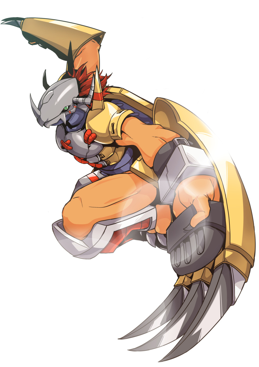9-san, absurdres, armor, claws, digimon, digimon_(creature), green_eyes, helmet