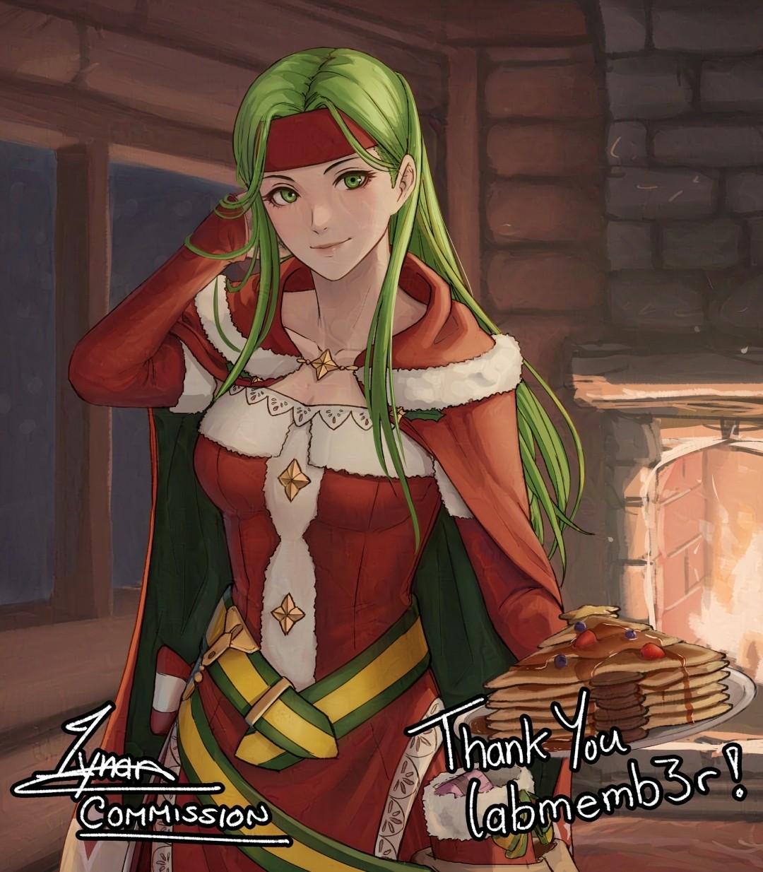 1girl, arm_up, cecilia_(fire_emblem), cecilia_(fire_emblem)_(cosplay), cecilia_(winter)_(fire_emblem), cm_lynarc, commission, cosplay