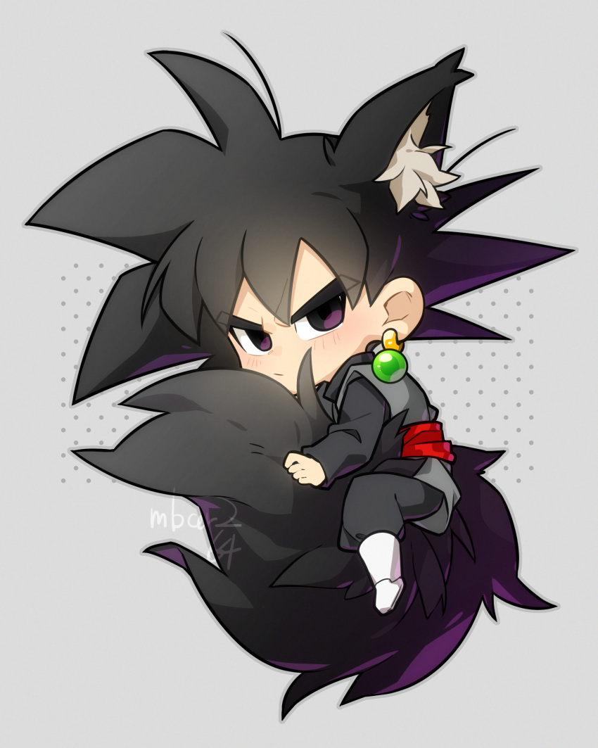 1boy, absurdres, animal_ear_fluff, animal_ears, black_dougi, black_eyes, black_hair, black_tail