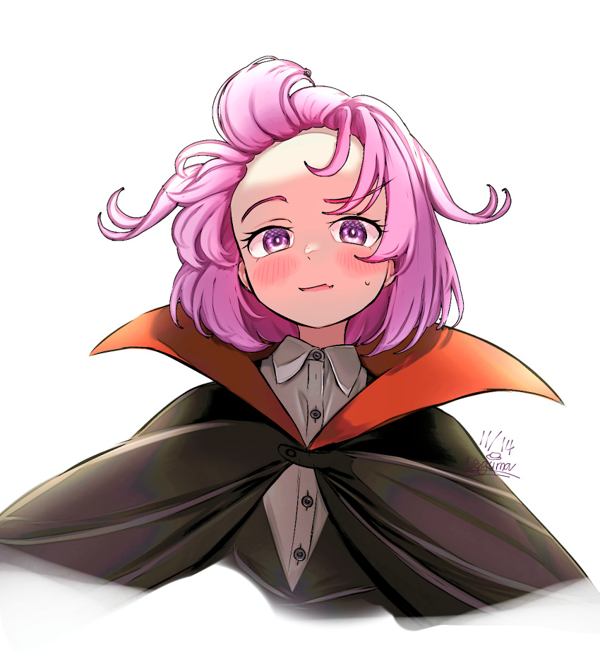 1girl, absurdres, black_cape, blush, cape, doki_doki_literature_club, highres, leguma