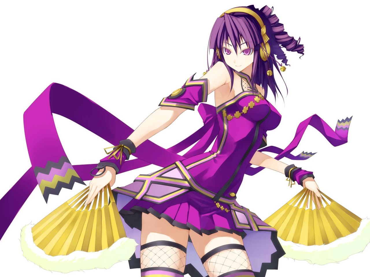 beatmania, beatmania_iidx, bemani, breasts, diverse_system, dual_wielding, fan, feather_fan