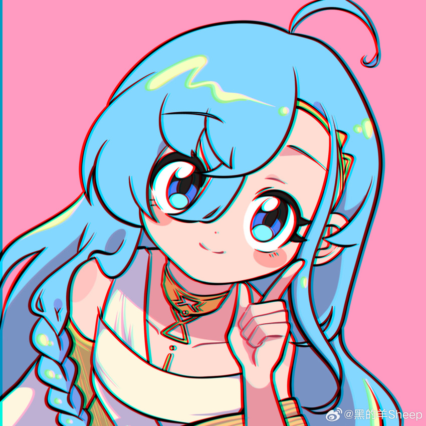 1girl, 37_(reverse:1999), ahoge, ancient_greek_clothes, bare_shoulders, blue_eyes, blue_hair, chromatic_aberration