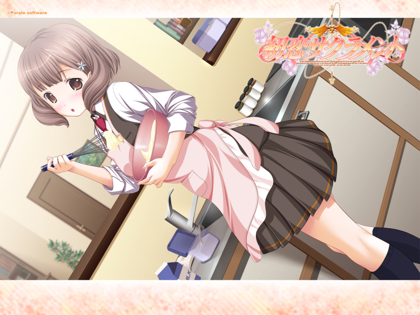 brown_hair, hatsukoi_sacrament, mikazukimo, purple_software, satsuki_toto, short_hair, skirt, uniform