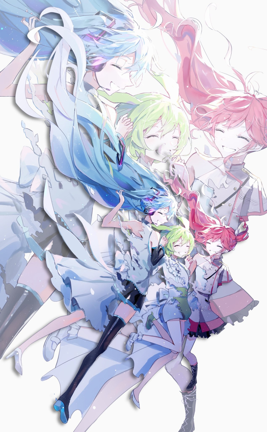 3girls, absurdly_long_hair, ahoge, alternate_costume, alternate_hair_length, alternate_hairstyle, animal_ears, antenna_hair