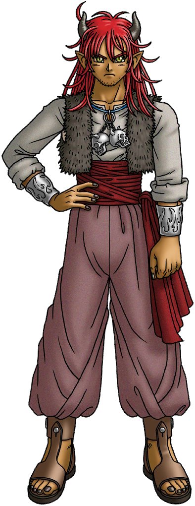 1boy, artist_request, black_nails, bracer, dark-skinned_male, dark_skin, demon_boy, dragon_quest