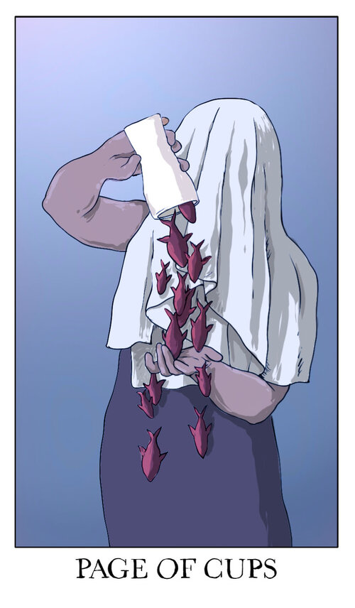 1girl, animal, blue_background, blue_dress, border, card_(medium), censored, censored_identity