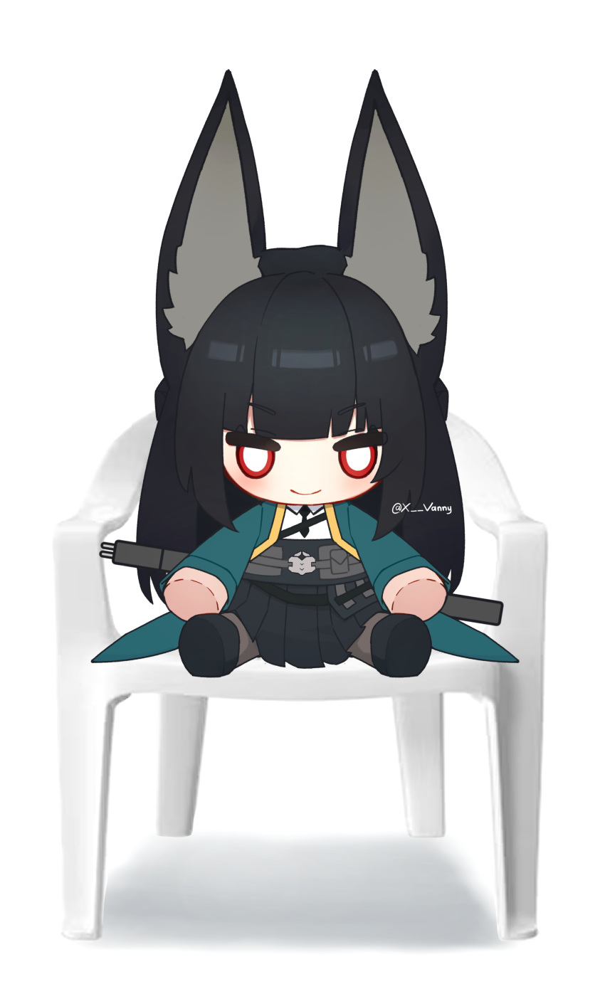 1girl, absurdres, animal_ear_fluff, animal_ears, artist_name, black_hair, black_pantyhose, black_skirt