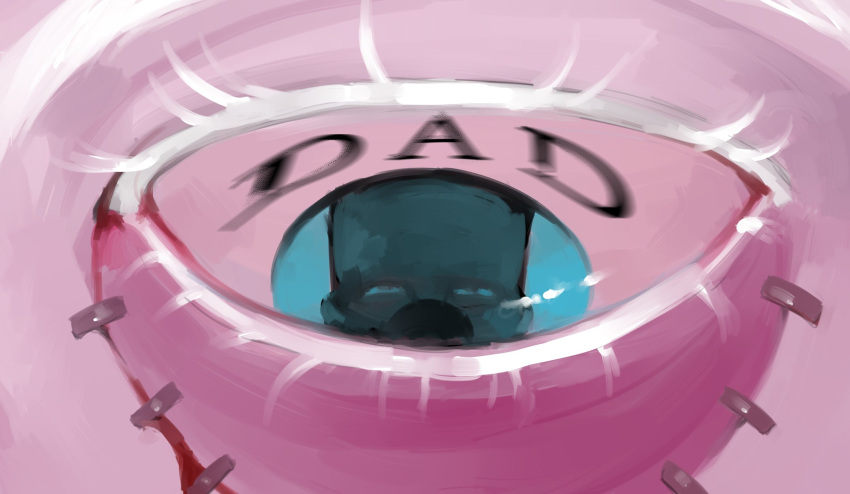 2boys, bloodshot_eyes, blue_eyes, boku_no_hero_academia, close-up, dabi_(boku_no_hero_academia), endeavor_(boku_no_hero_academia), english_text, eye_reflection, father_and_son, highres, multiple_boys, nid_log, reflection, scar, scar_on_face, stitched_face, stitches, white_eyelashes