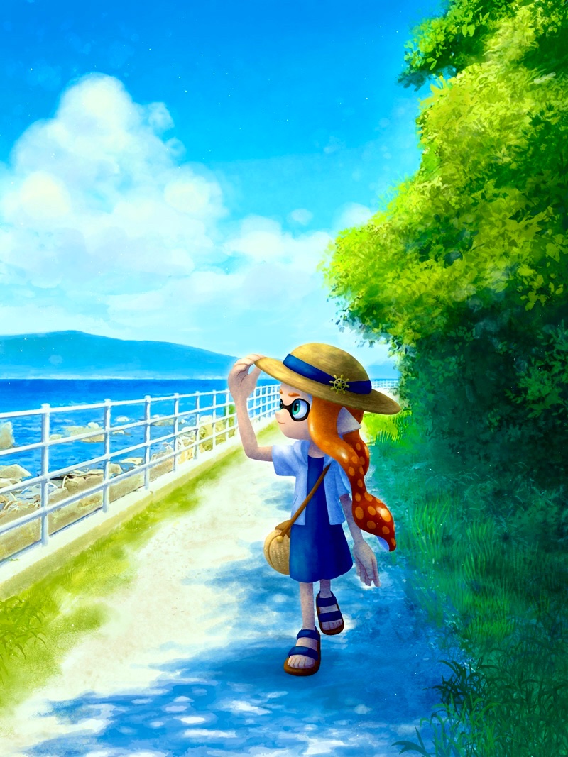 1girl, adjusting_clothes, adjusting_headwear, aqua_eyes, arm_at_side, arm_up, bag, blue_dress