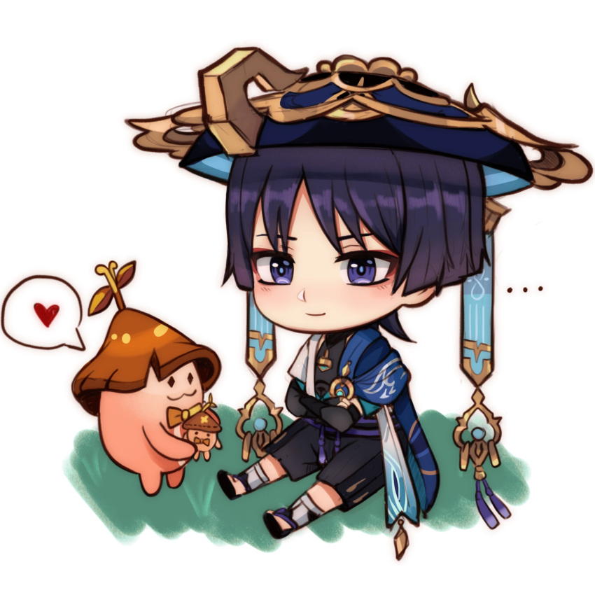 ..., 1boy, angryoats, aranara_(genshin_impact), armor, belt, black_belt, black_bodysuit