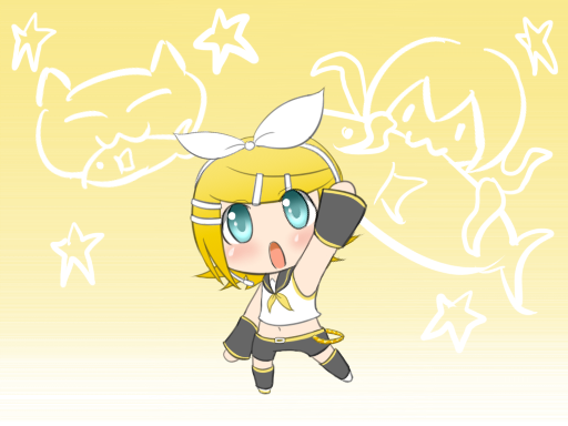1girl, 2girls, aqua_eyes, blonde_hair, blue_eyes, bow, buri_hamachi, chibi