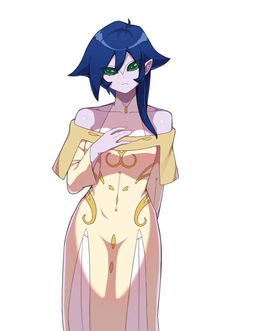 1girl, absurdres, bakugan, bakugan_gundalian_invaders, bare_shoulders, blue_hair, breasts, collarbone
