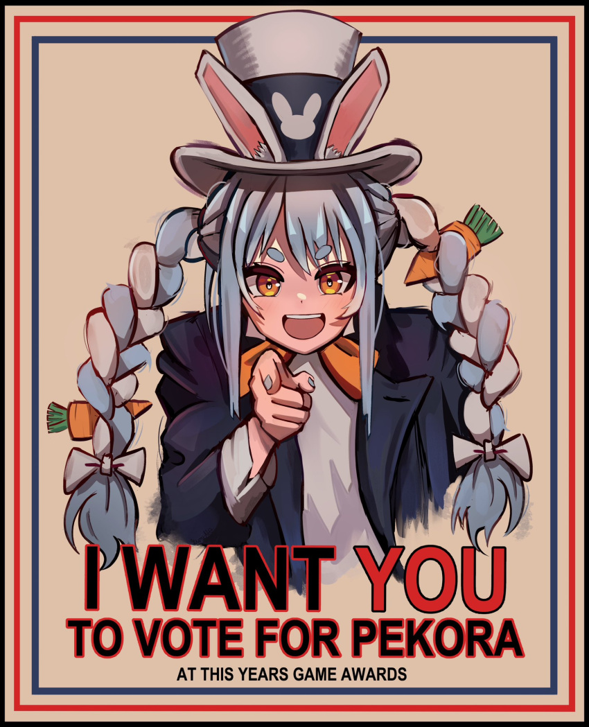 1girl, :d, animal_ear_fluff, animal_ears, black_hat, black_jacket, black_ribbon, blue_border