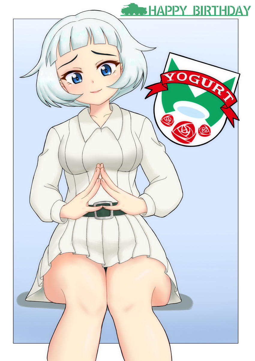 1girl, absurdres, amanone_yun, belt, belt_buckle, black_belt, black_socks, blue_eyes