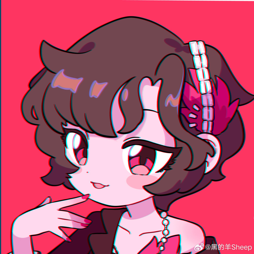 1girl, :d, black_coat, black_hair, chromatic_aberration, coat, feather_hair_ornament, feathers