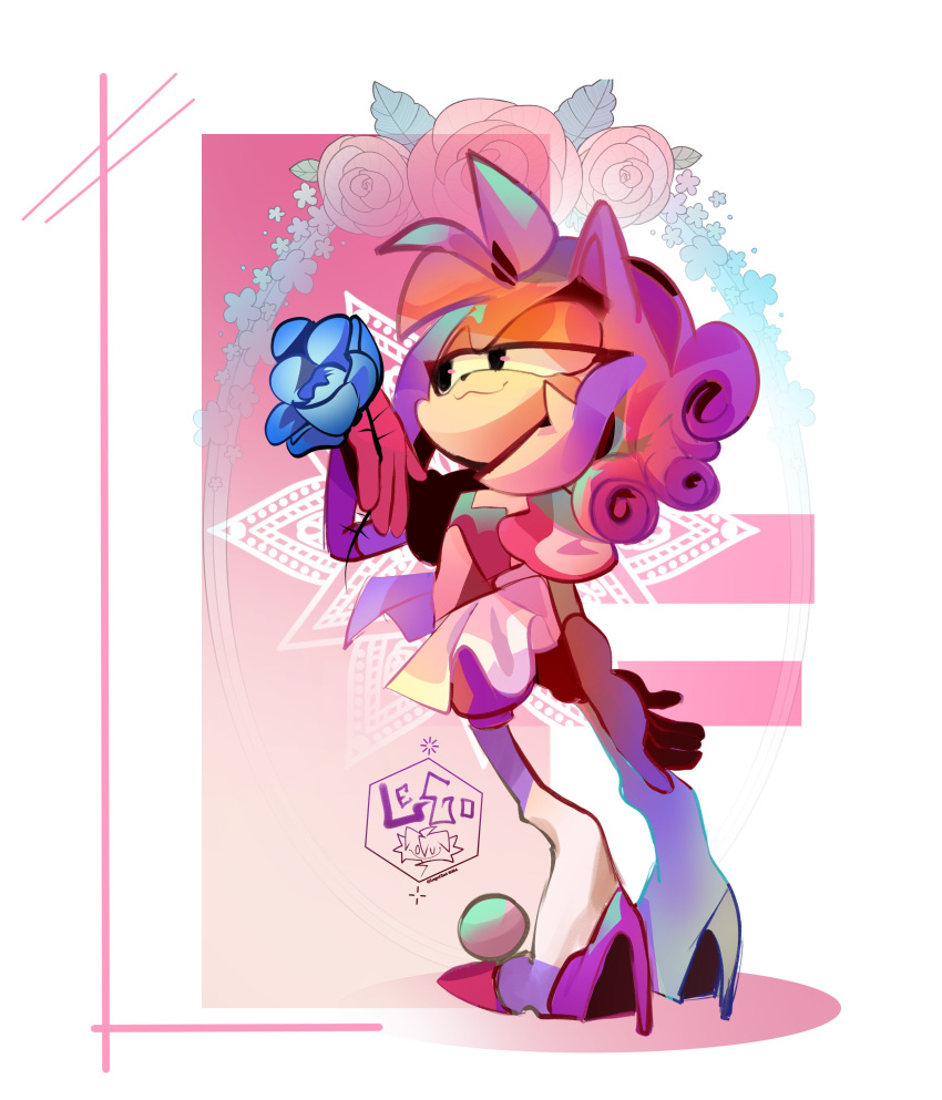 1girl, :3, absurdres, alternate_costume, amy_rose, animal_ears, animal_nose, cosplay