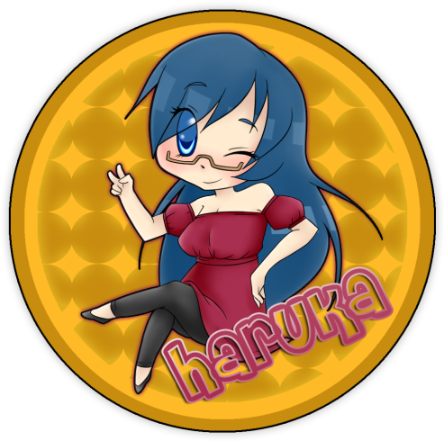 blue_eyes, blue_hair, button, circle, glasses, kanamemo, long_hair, nishida_haruka