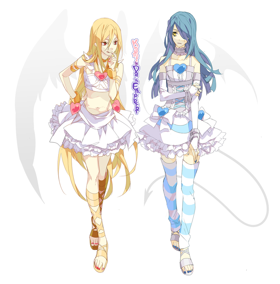 2boys, afuro_terumi, blonde_hair, blue_hair, cosplay, crossdressing, crossdressinging, hair_over_one_eye, inazuma_eleven, inazuma_eleven_(series), izumi_(nagashi), kazemaru_ichirouta, long_hair, multiple_boys, panty_&amp;_stocking_with_garterbelt, panty_(character), panty_(cosplay), panty_(psg), panty_(psg)_(cosplay), red_eyes, stocking_(character), stocking_(cosplay), stocking_(psg), stocking_(psg)_(cosplay), striped, striped_legwear, striped_thighhighs, thigh-highs, thighhighs, trap, very_long_hair, yellow_eyes