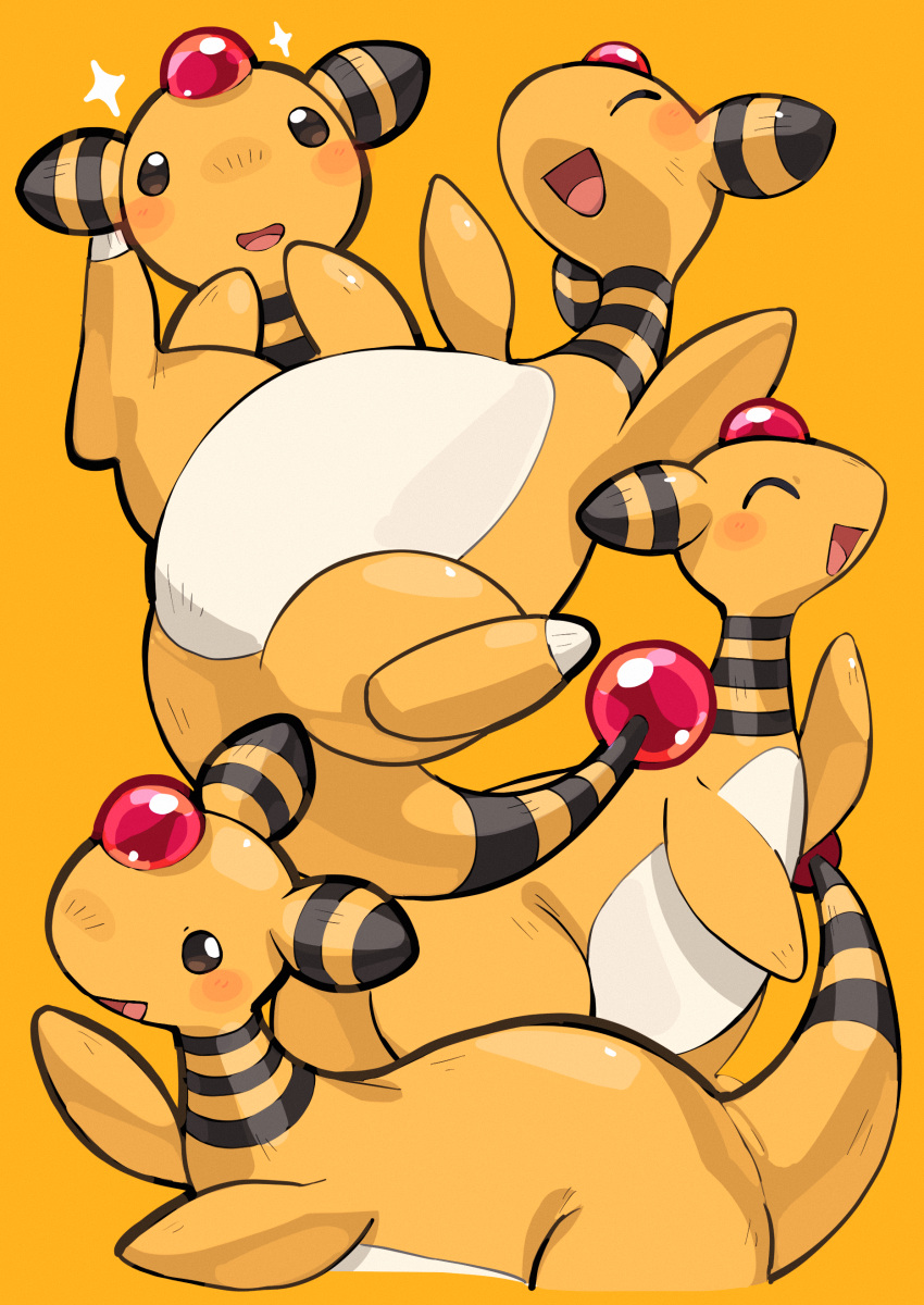 :d, ^_^, aaarkgkaaa, absurdres, ampharos, blush, closed_eyes, commentary_request