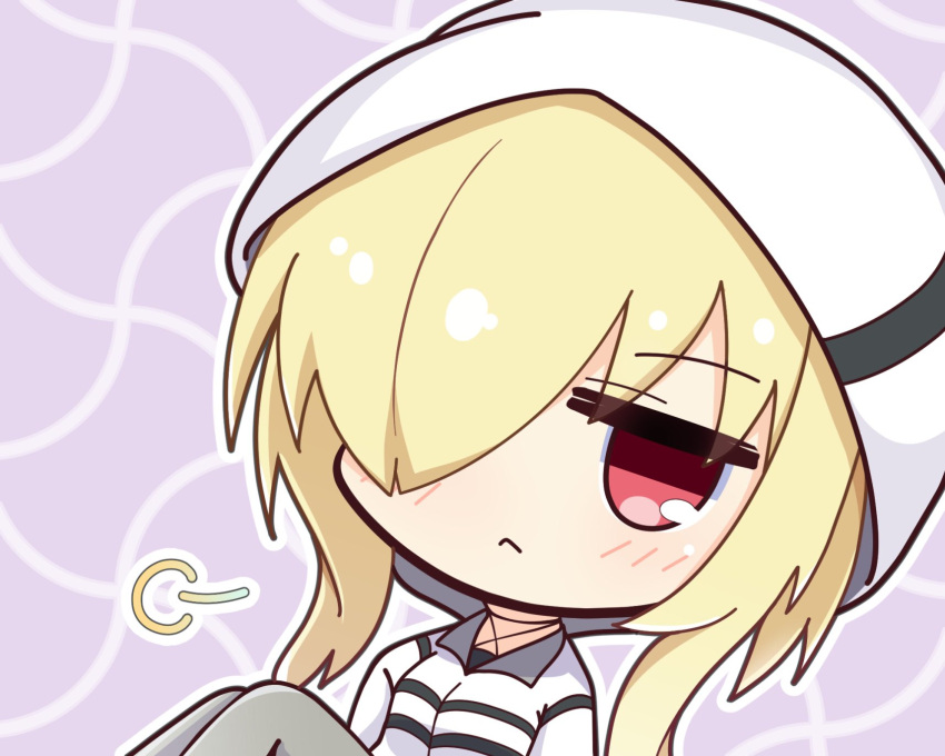 1girl, 9-nine-, :<, black_choker, blonde_hair, blush, chibi, choker
