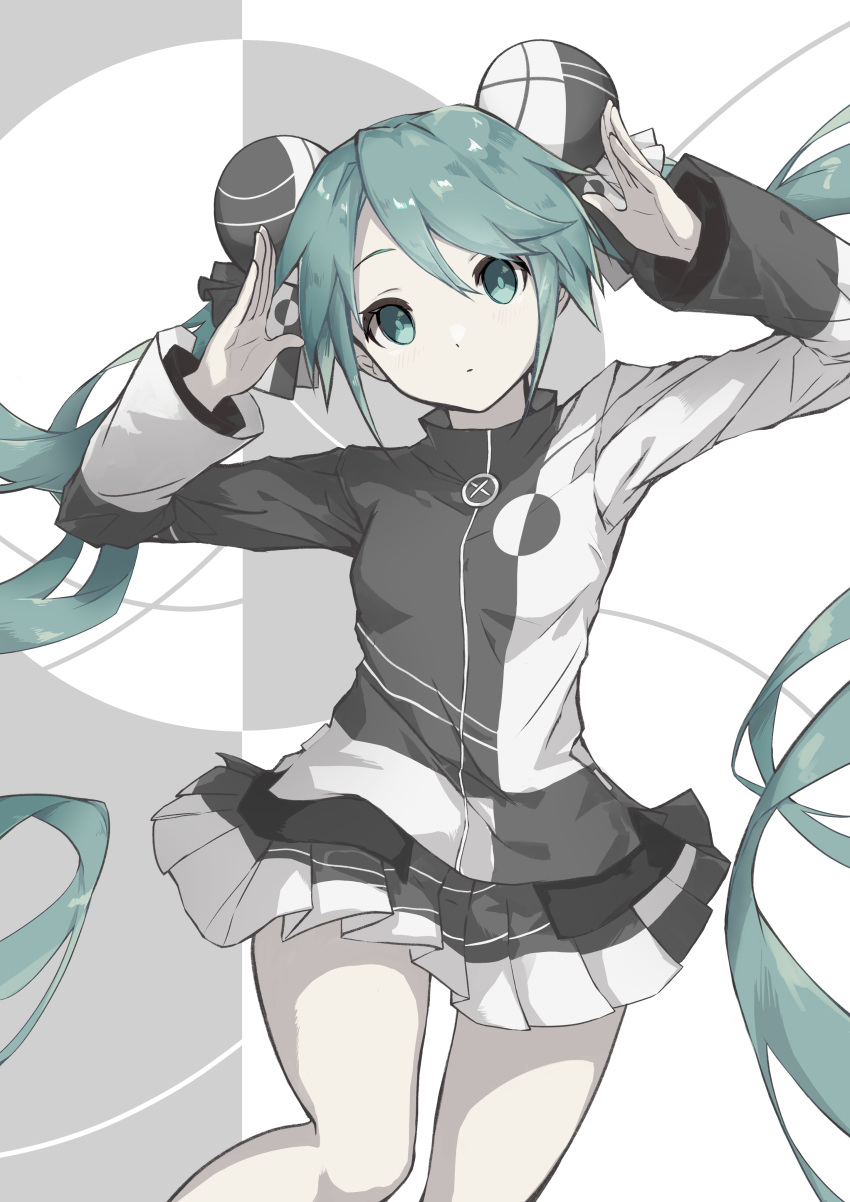 absurdres, aqua_eyes, aqua_hair, breasts, cowboy_shot, expressionless, floating_hair, hatsune_miku
