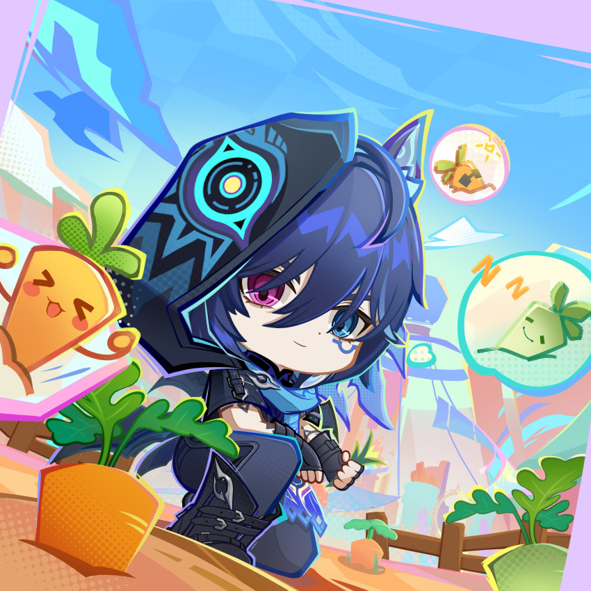 1boy, absurdres, arm_tattoo, black_footwear, black_gloves, black_pants, blue_eyes, blue_hair