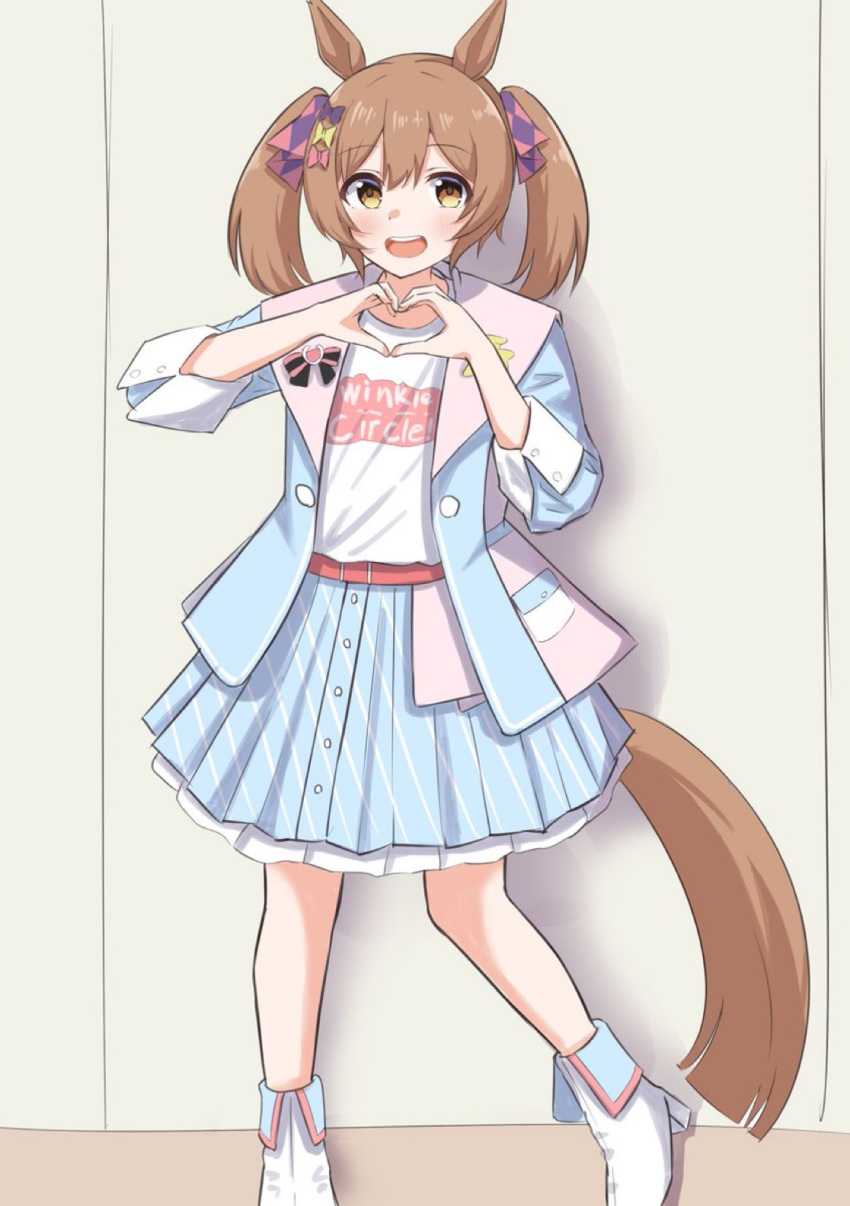 1girl, alternate_costume, animal_ears, belt, blush, breasts, brown_eyes, brown_hair