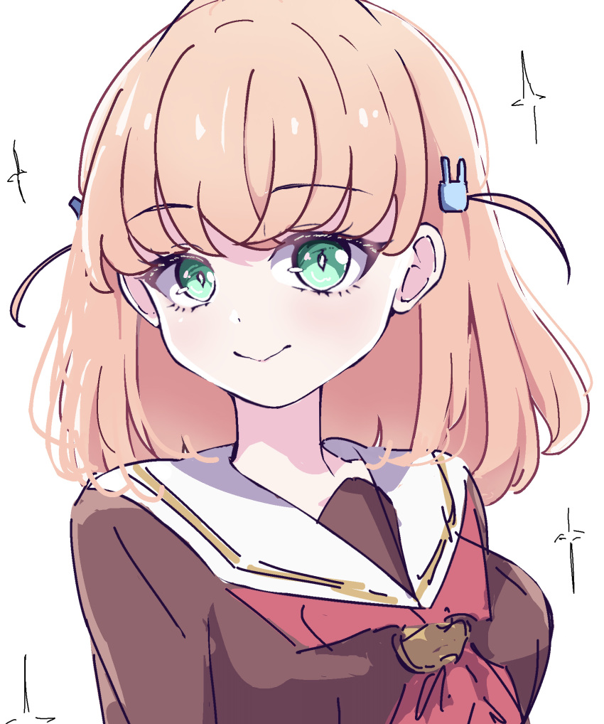 1girl, absurdres, aqua_eyes, breasts, brown_dress, closed_mouth, commentary_request, cropped