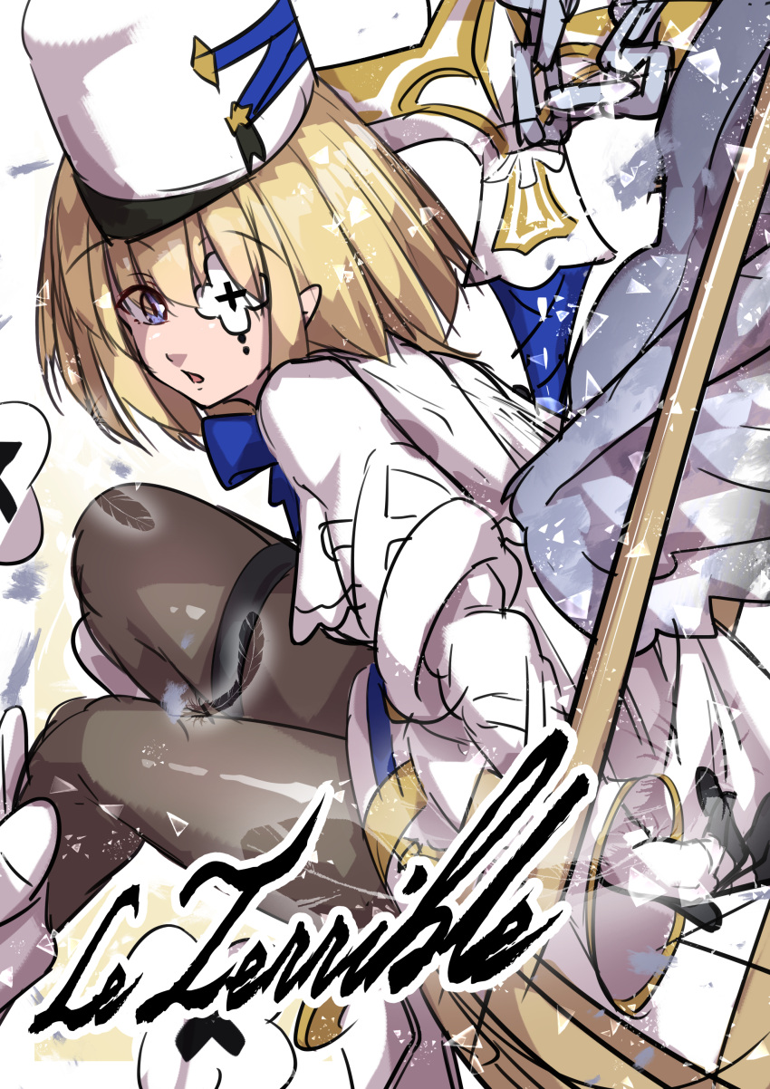 1girl, absurdres, azur_lane, black_pantyhose, blonde_hair, blue_eyes, character_name, eyepatch