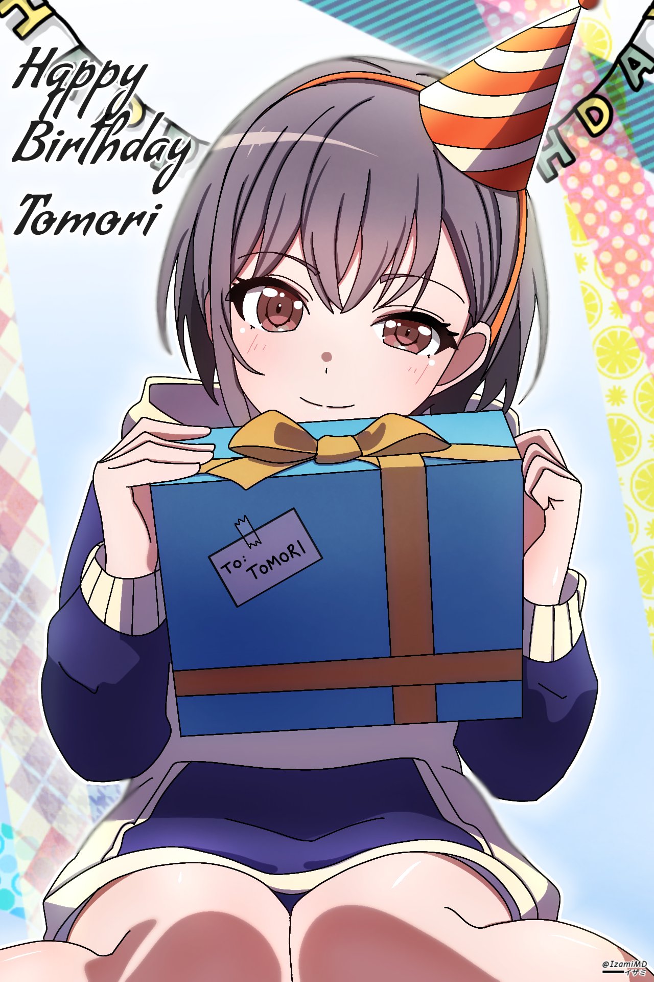 1girl, bang_dream!, bang_dream!_it's_mygo!!!!!, blue_hoodie, blush, brown_eyes, character_name, closed_mouth
