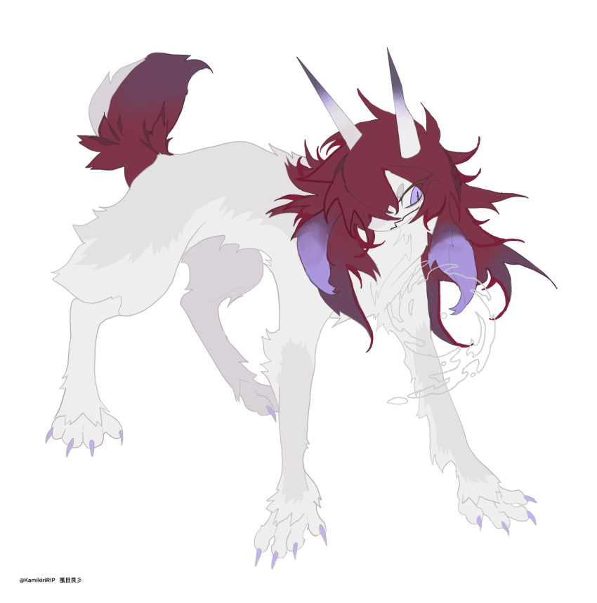 animal, animal_focus, artist_name, claws, creature, full_body, grey_fur, highres