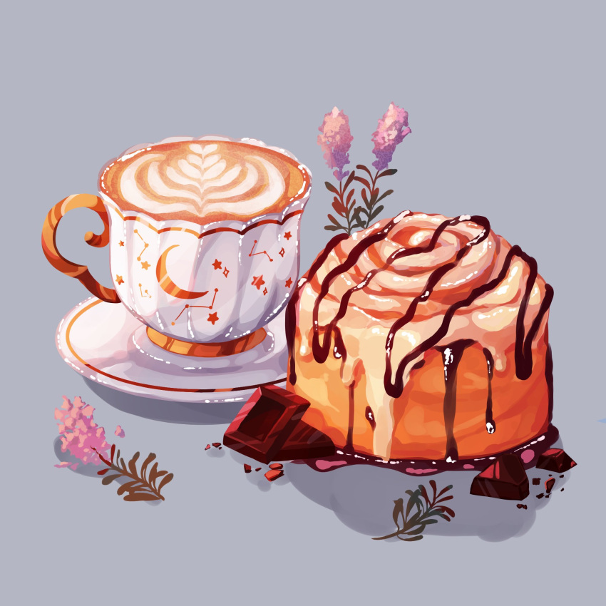 candy, chocolate, chocolate_drip, cinnamon_roll, coffee, commentary, cup, drink