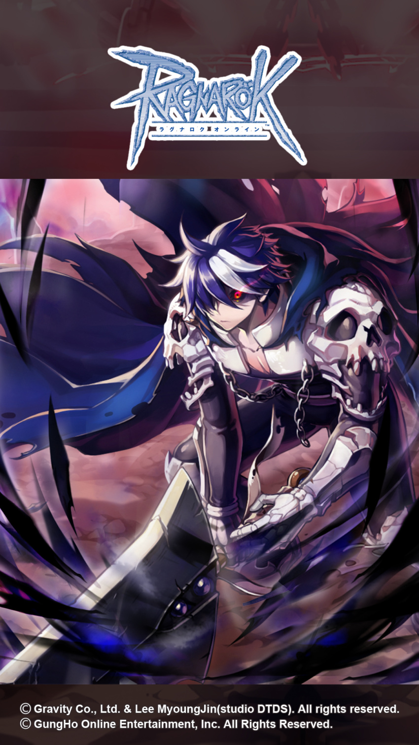 1boy, animal_ears, armor, bent_over, bibibic, black_pants, black_sclera, black_shirt