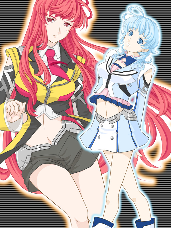 ahoge, al-3_alice, blue_eyes, blue_hair, detached_sleeves, hl-0_haruno, long_hair, midriff