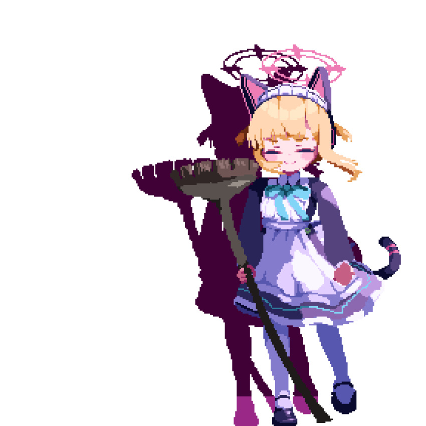 1girl, animated, animated_gif, apron, birdman46049238, black_dress, black_footwear, blonde_hair