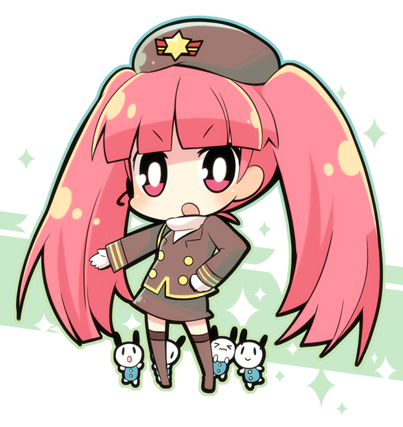 hat, pop'n_music, pop'n_music, red_eyes, red_hair, sumire, twintails, yunoki_gao