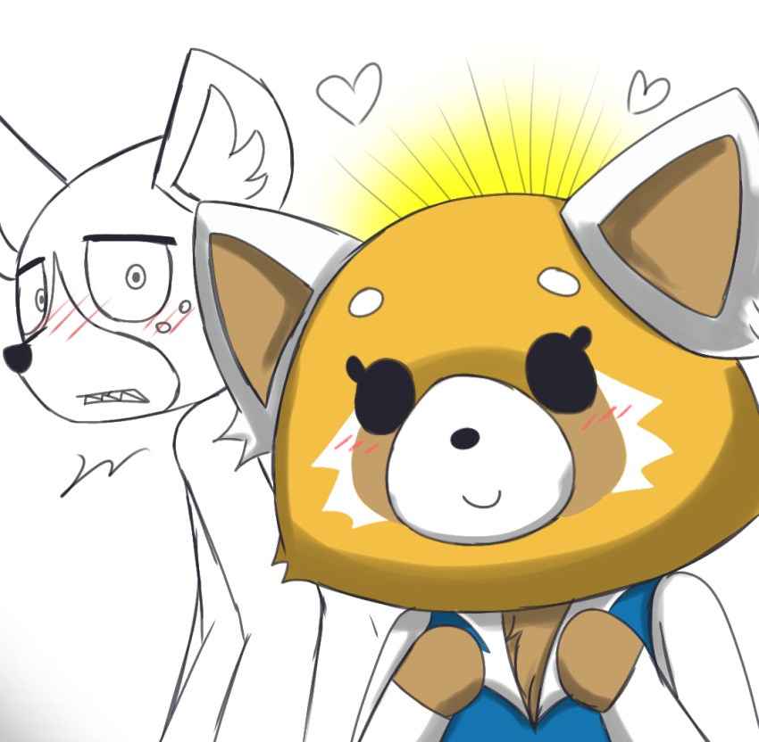 1boy, 1girl, aggressive_retsuko, funnymanoopsy, haida_(aggretsuko), red_panda, retsuko, spotted_hyena