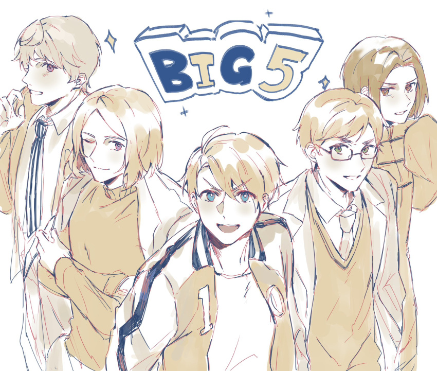 5boys, america_(hetalia), axis_powers_hetalia, blue_eyes, brown_eyes, changpao, china_(hetalia), chinese_clothes