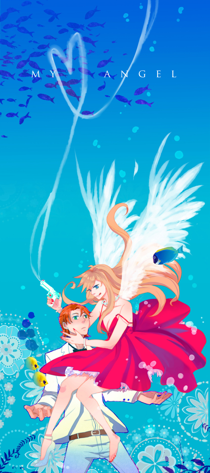1girl, absurdres, alternate_hairstyle, anklet, barefoot, blonde_hair, blue_eyes, brief_(character)