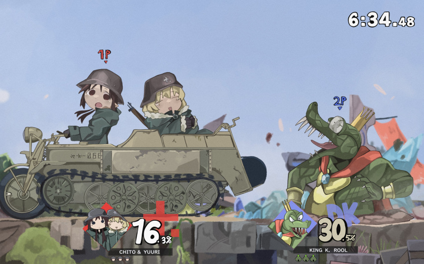 1boy, 2girls, :d, :o, =_=, absurdres, black_eyes, black_hair