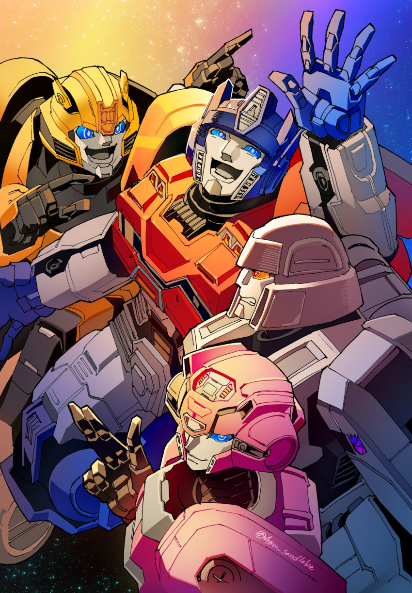 blue_eyes, bumblebee_(transformers), d-16, d-16_(transformers_one), elita_one, elita_one_(transformers_one), helmet, highres
