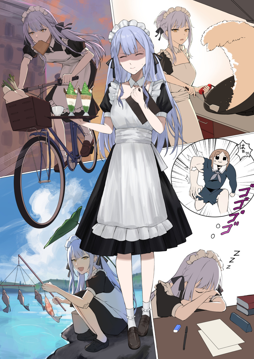 2girls, absurdres, anger_vein, bang_dream!, bang_dream!_it's_mygo!!!!!, bicycle, black_dress, black_footwear