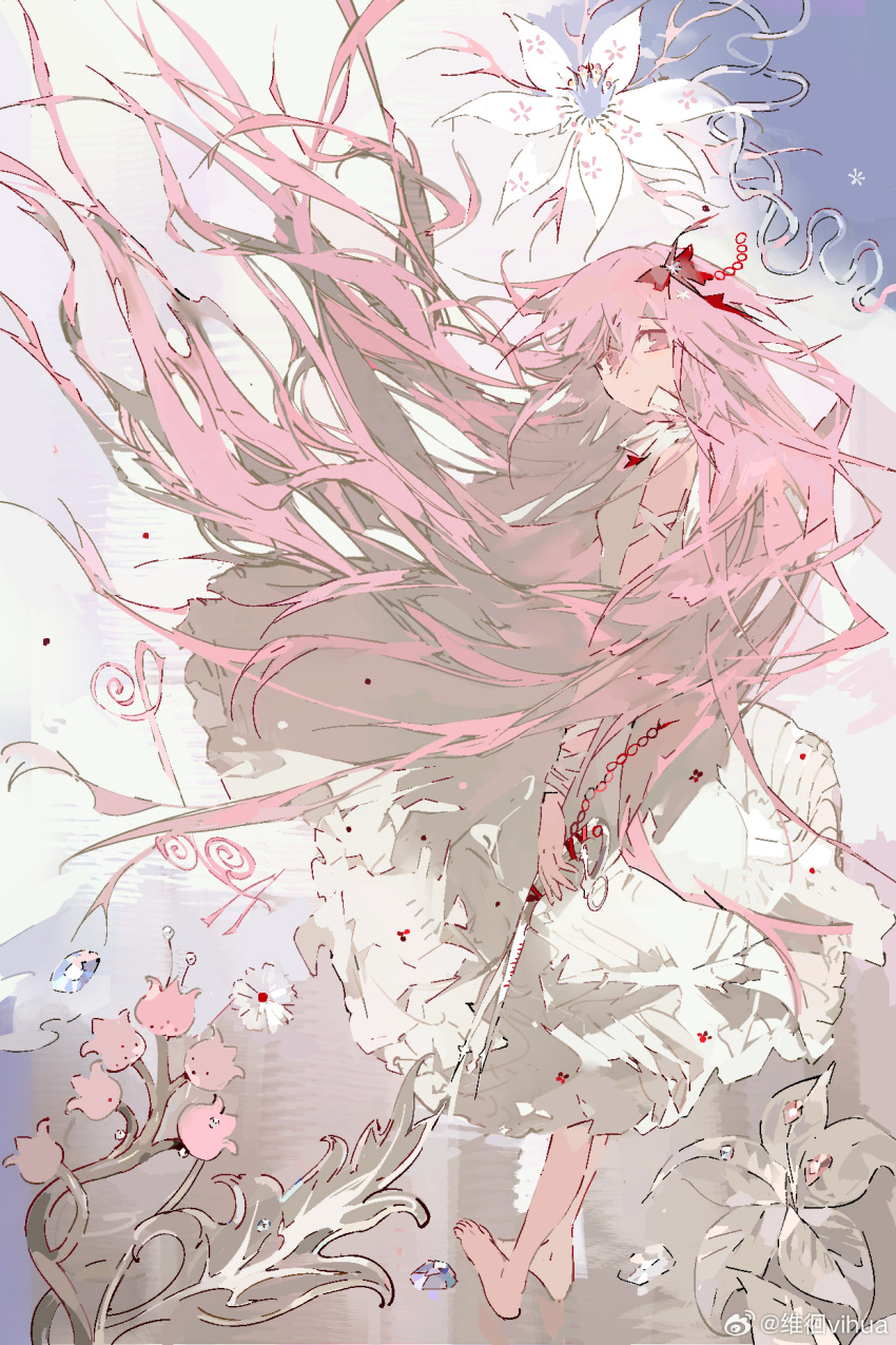 1girl, absurdly_long_hair, arm_ribbon, bandaged_arm, bandages, bandaid, bandaid_on_cheek, bandaid_on_face