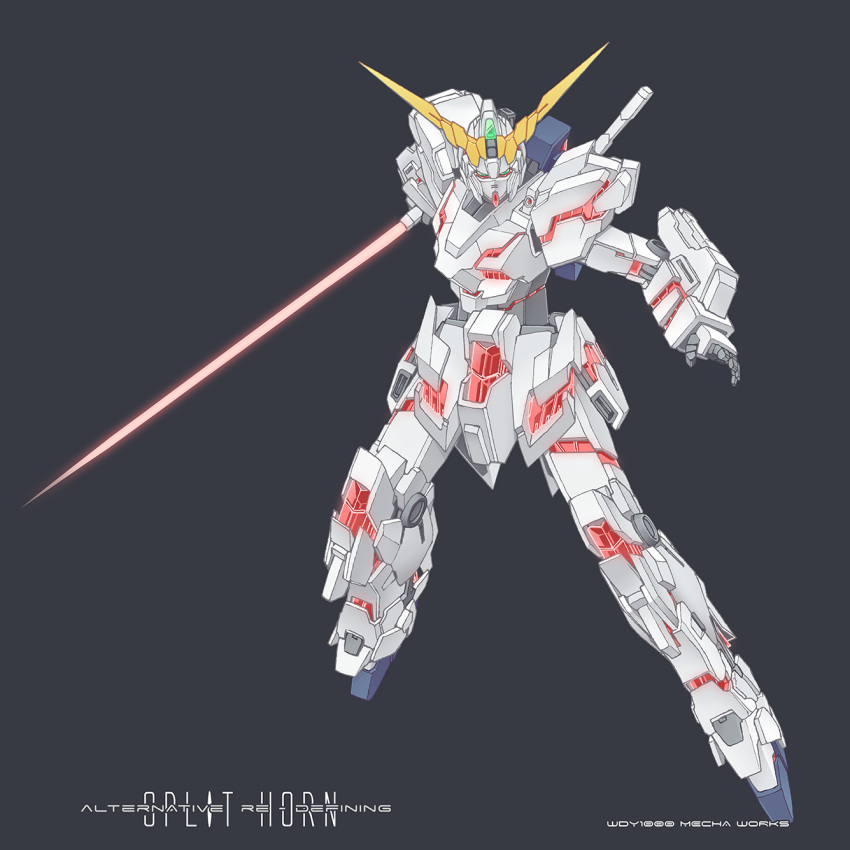 beam_saber, beam_sword, beam_weapon, energy, energy_sword, english_commentary, grey_background, gundam