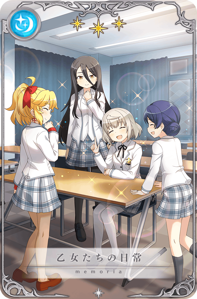 4girls, ^_^, ahoge, alternate_universe, arm_on_table, artist_request, bare_legs, black_footwear