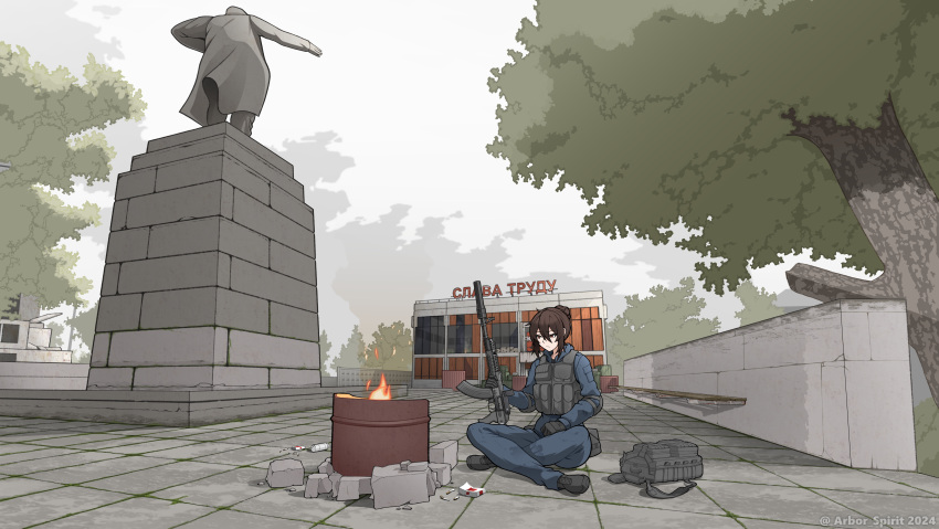 1girl, absurdres, ak-103, ammunition_pouch, arbor_spirit, arm_pouch, artist_name, backpack