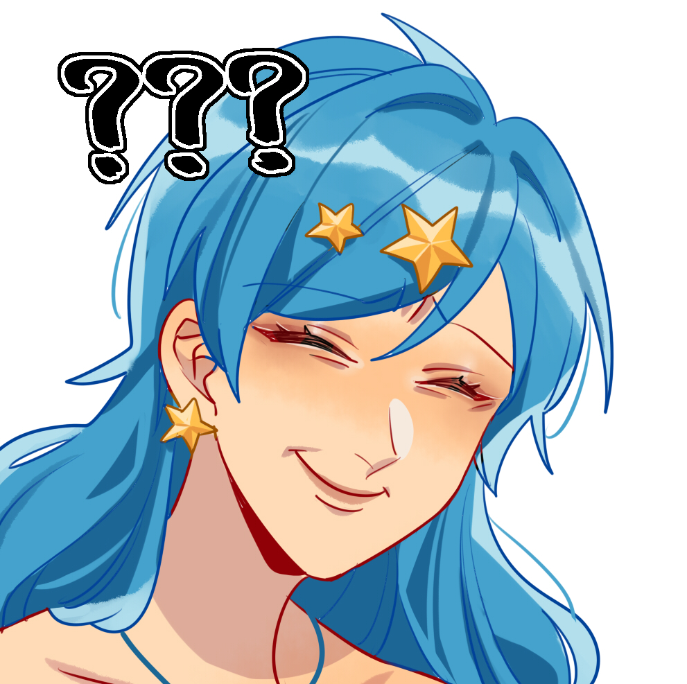 1girl, ?, ??, angry, blue_hair, closed_eyes, closed_mouth, commentary_request
