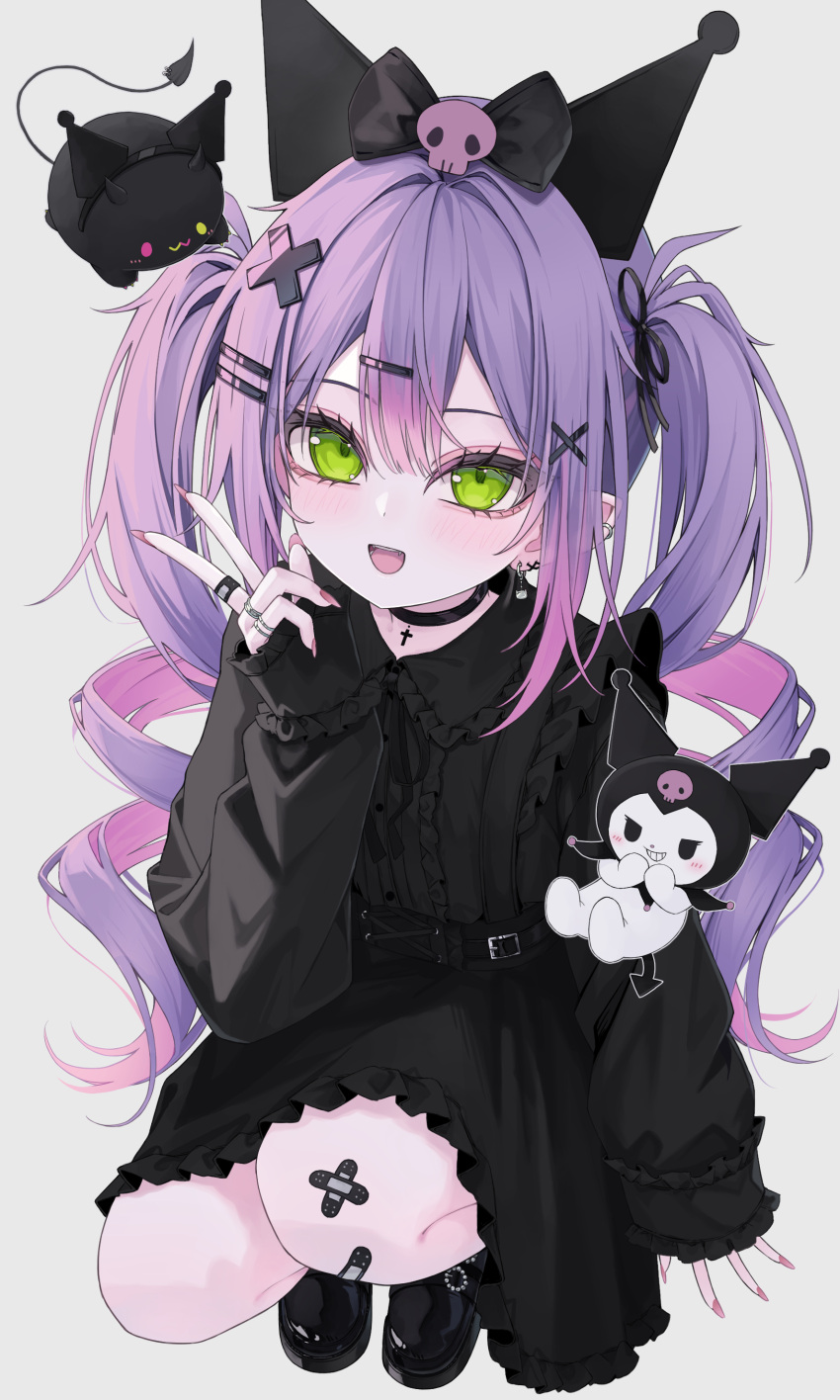 1girl, 333shishishi333, :d, absurdres, alternate_costume, alternate_hairstyle, bandaid, bandaid_on_knee